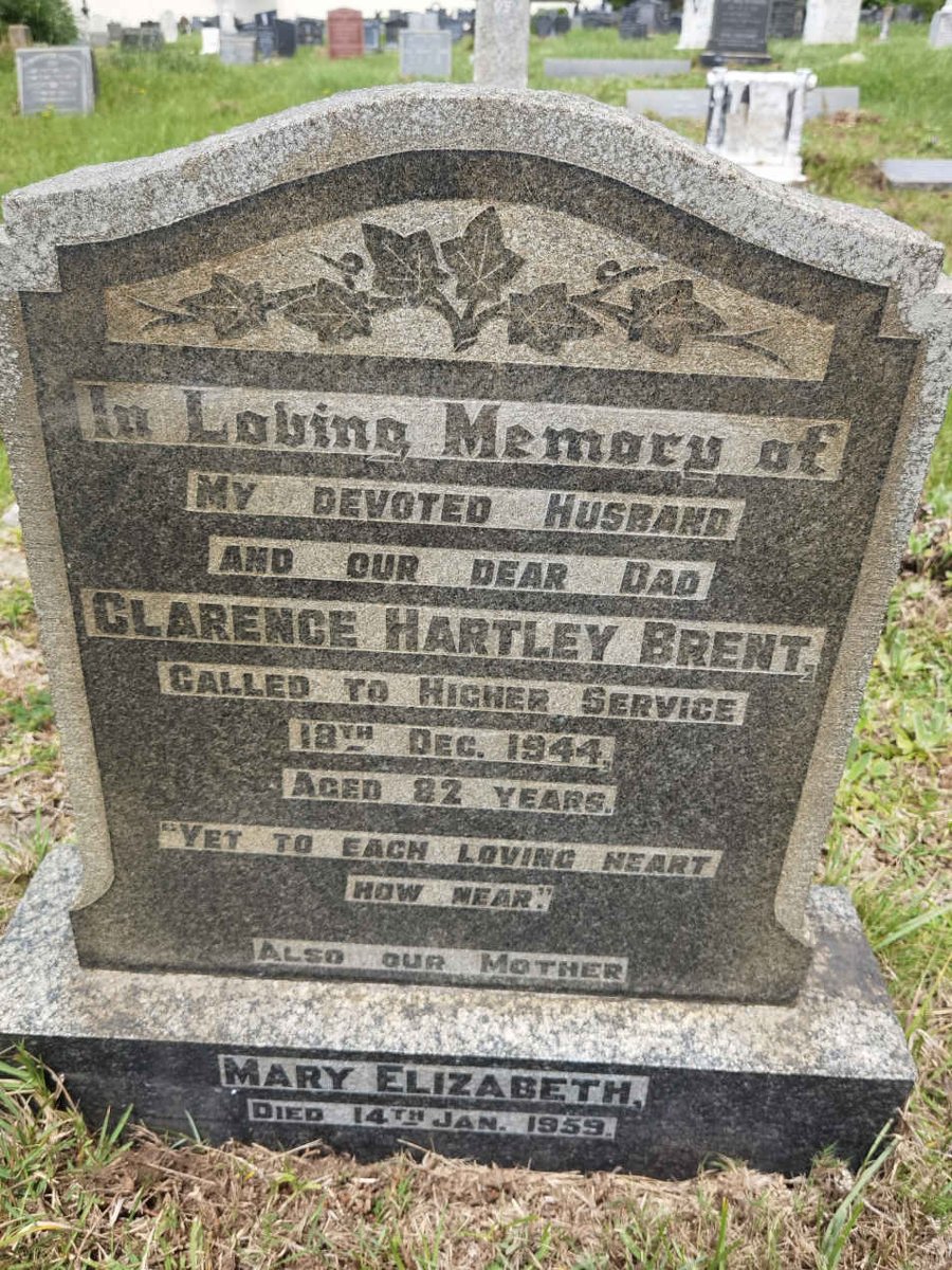 BRENT Clarence Hartley -1944 &amp; Mary Elizabeth -1959
