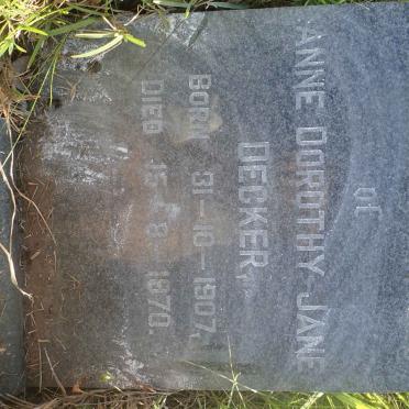 DECKER Anne Dorothy Jane 1907-1970