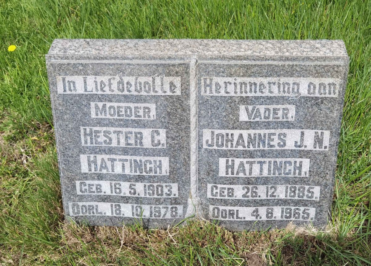 HATTINGH Johannes J.N. 1885-1965 J.N. & Hester C. 1903-1978