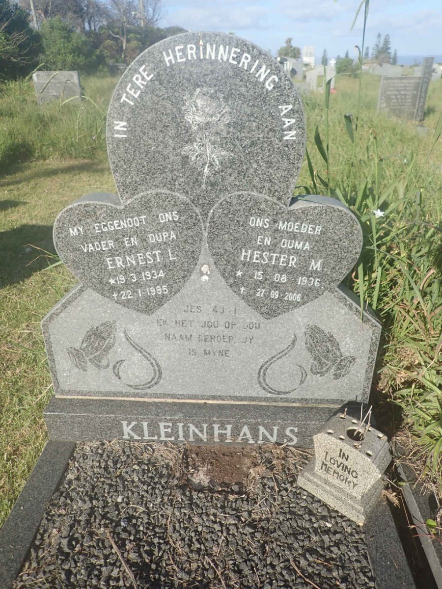 KLEINHANS Ernest L. 1934-1995 &amp; Hester M. 1936-2006