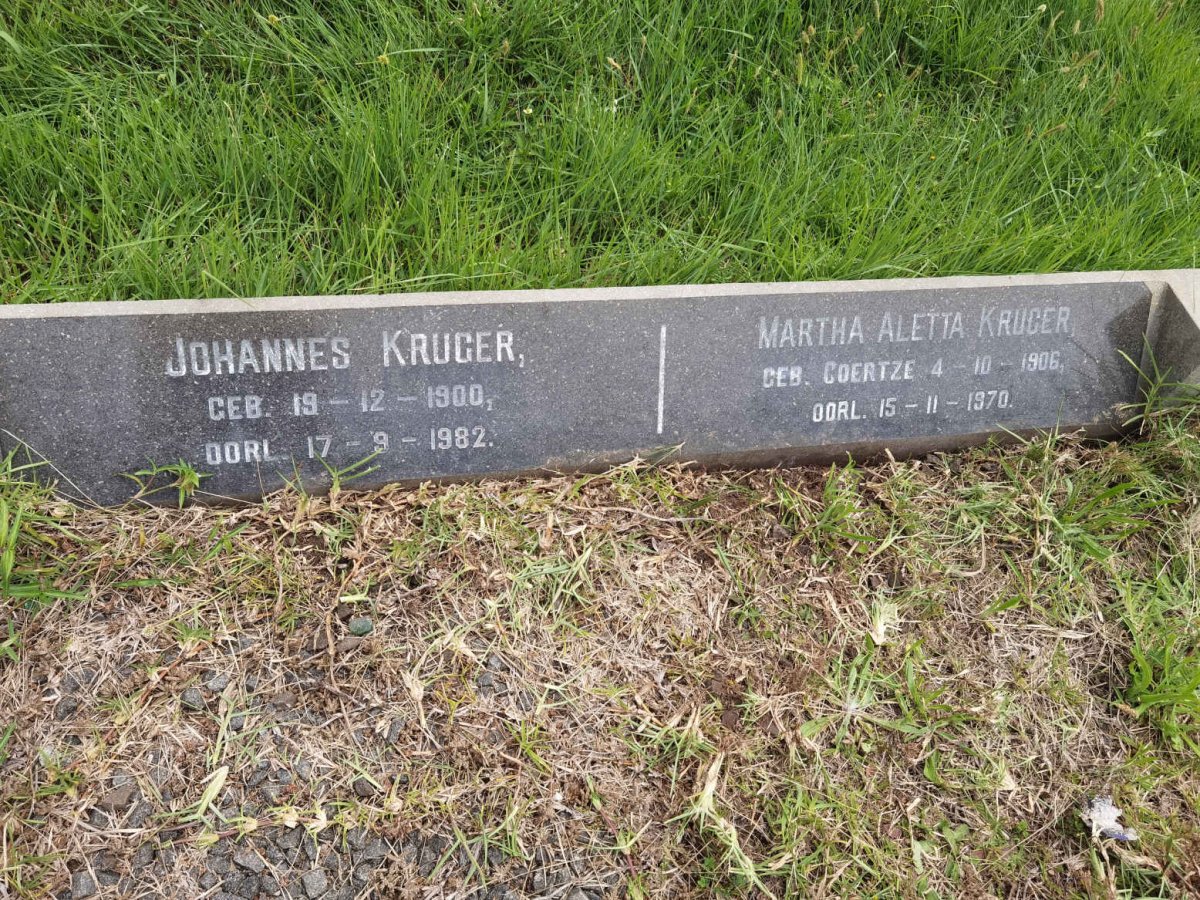 KRUGER Johannes 1900-1982 &amp; Martha Aletta COERTZE 1906-1970