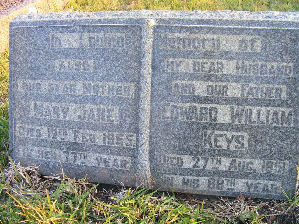 KEYS Edward William -1951 &amp; Mary Jane -1955