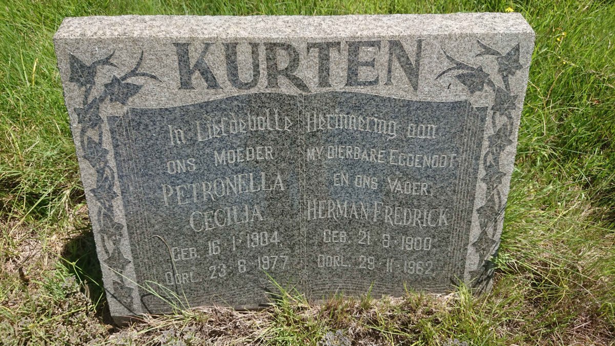 KURTEN Herman J. Fredrick 1900-1962 &amp; Petronella Cecilia 1904-1977