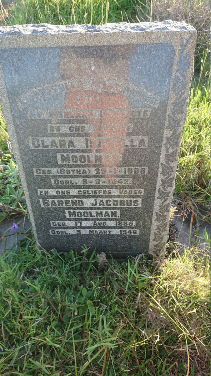 MOOLMAN Barend Jacobus 1885-1946 &amp; Clara Isabella BOTHA 1888-1942