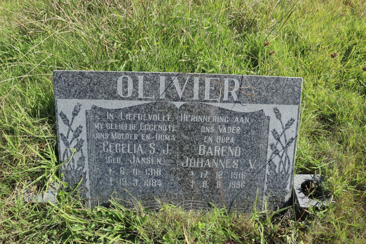 OLIVIER Barend Johannes V. 1916-1996 &amp; Cecelia S.J. JANSEN 1918-1984