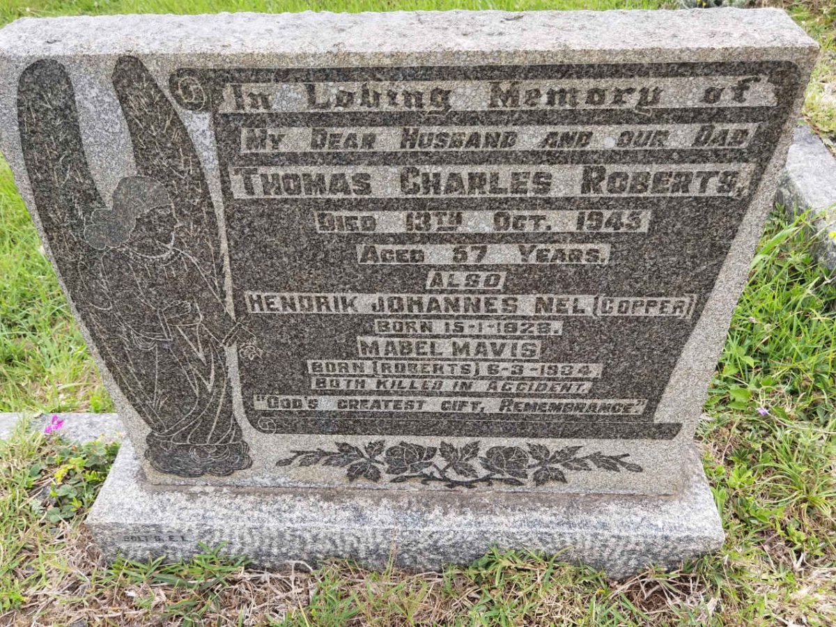 ROBERTS Thomas Charles -1945 :: NEL Hendrik Johannes 1928-1957 &amp; Mabel Mavis ROBERTS 1934-1957
