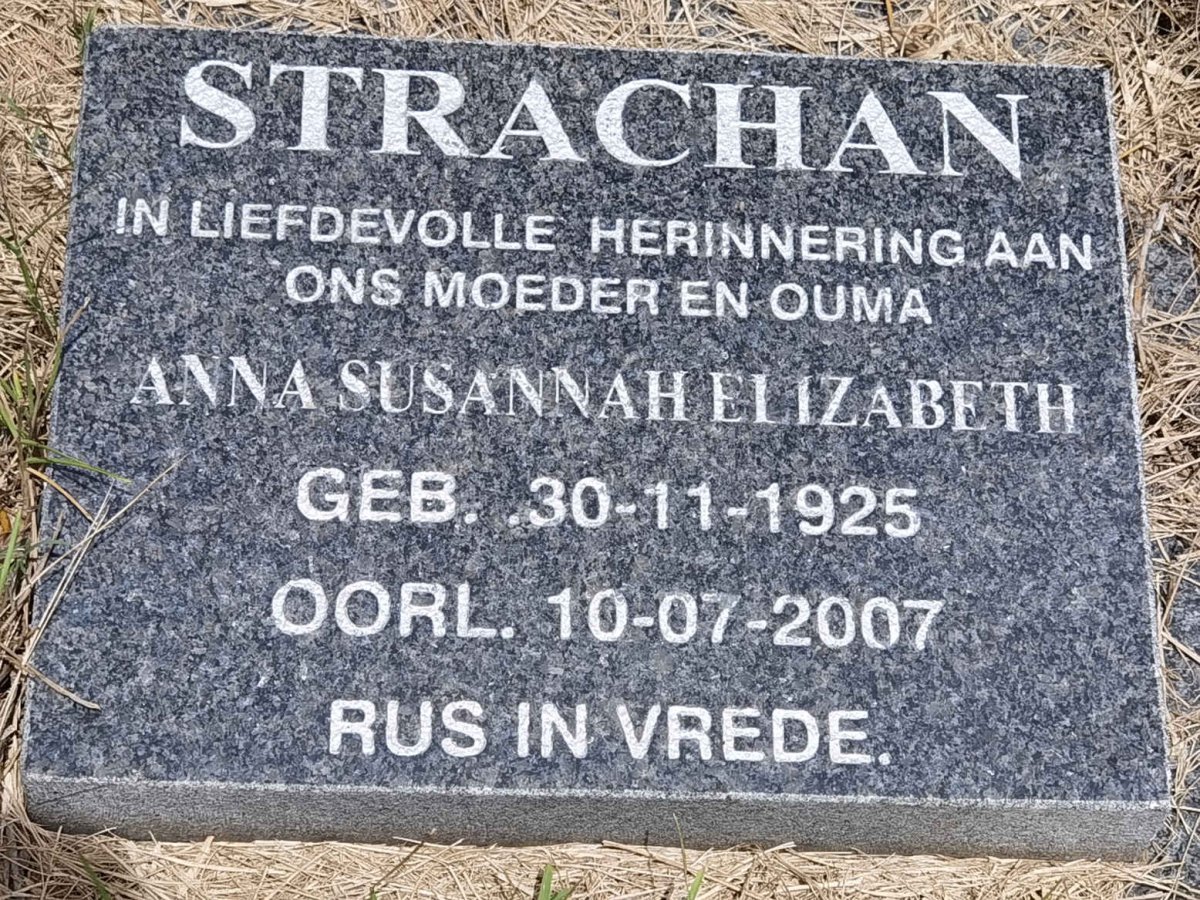 STRACHAN Anna Susannah Elizabeth 1925-2007