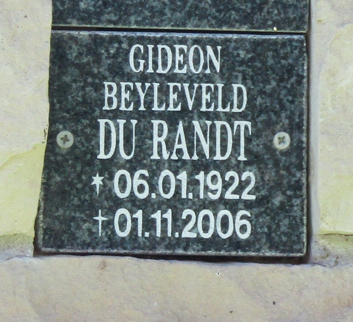 RANDT Gideon Beyleveld, du 1922-2006