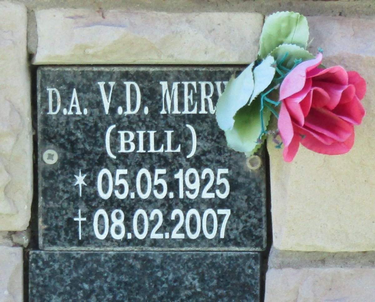 MERWE D.A., v.d. 1925-2007
