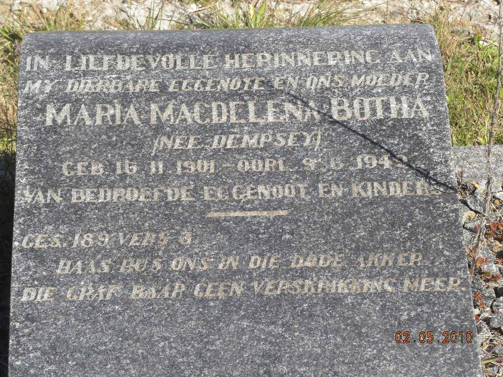 BOTHA Maria Magdalena nee DEMPSEY 1901-1942
