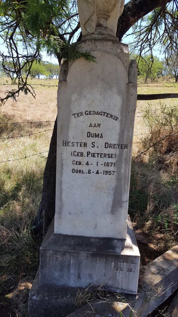 DREYER Johan C.P. 1863-1926 &amp; Hester S. PIETERSE 1871-1857