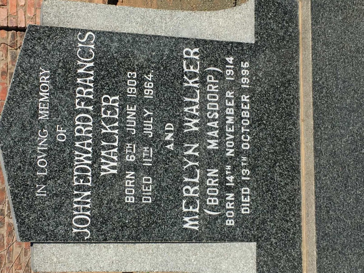 WALKER John Edward Francis 1903-1964 &amp; Merlyn MAASDORP 1914-1995
