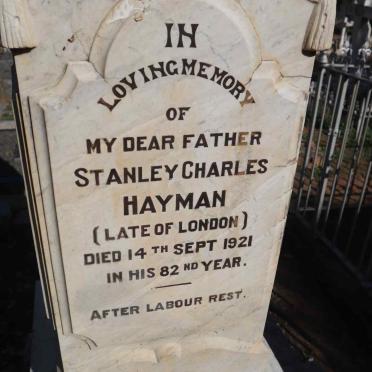 HAYMAN Stanley Charles -1921 & Charlotte Elizabeth -1919 :: HAYMAN Bessie 1869-1932 :: HAYMAN Charles Henry 1871-1919_2