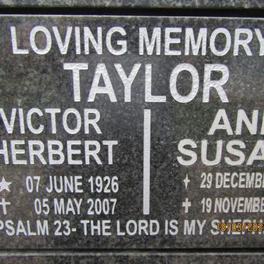 TAYLOR Victor Herbert 1926-2007 & Anna Susanna 1930-2023
