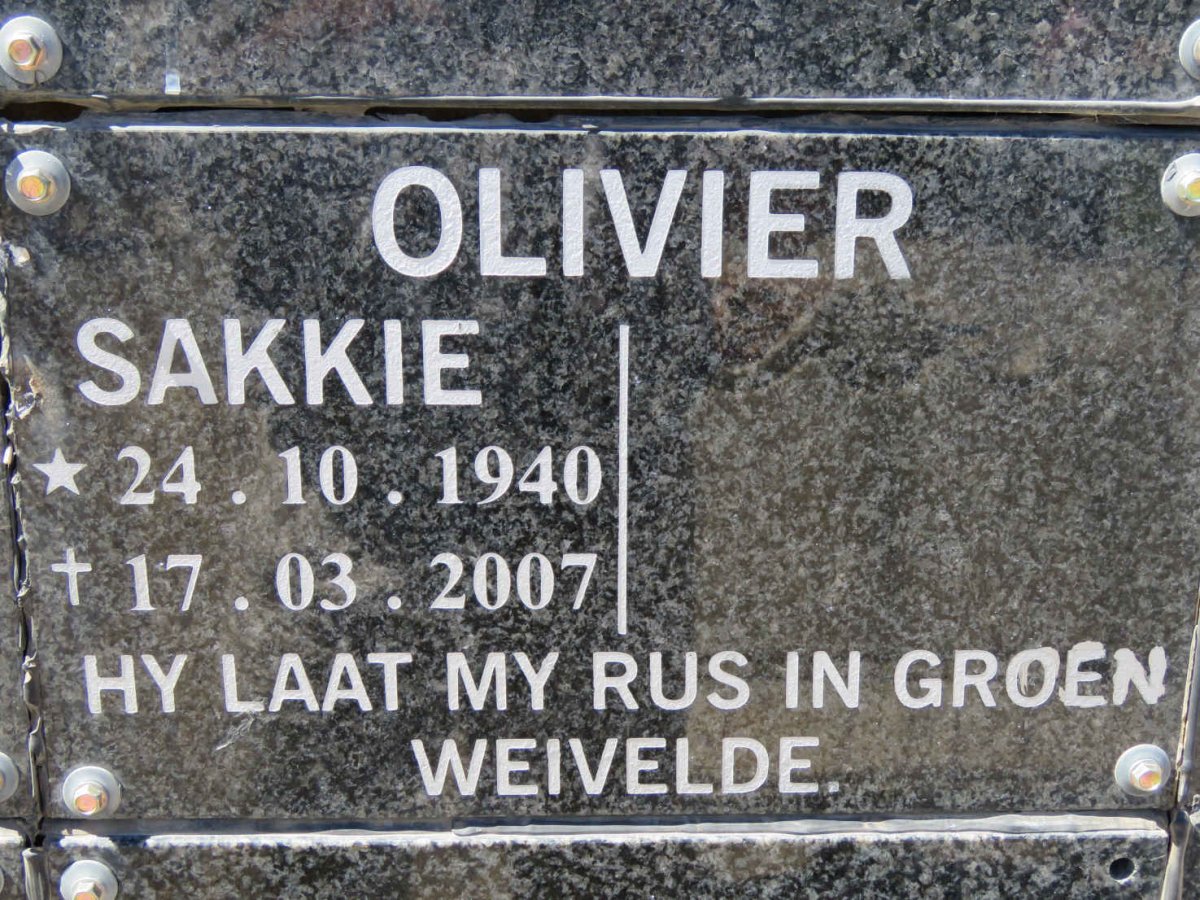 OLIVIER Sakkie 1940-2007
