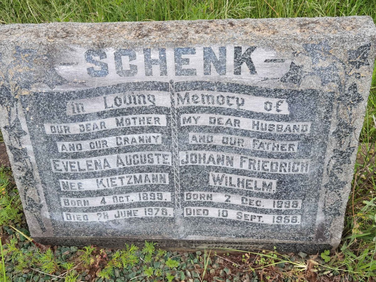 SCHENK Johann Friedrich Wilhelm 1889-1956 &amp; Evelena Auguste KIETZMANN 1899-1978
