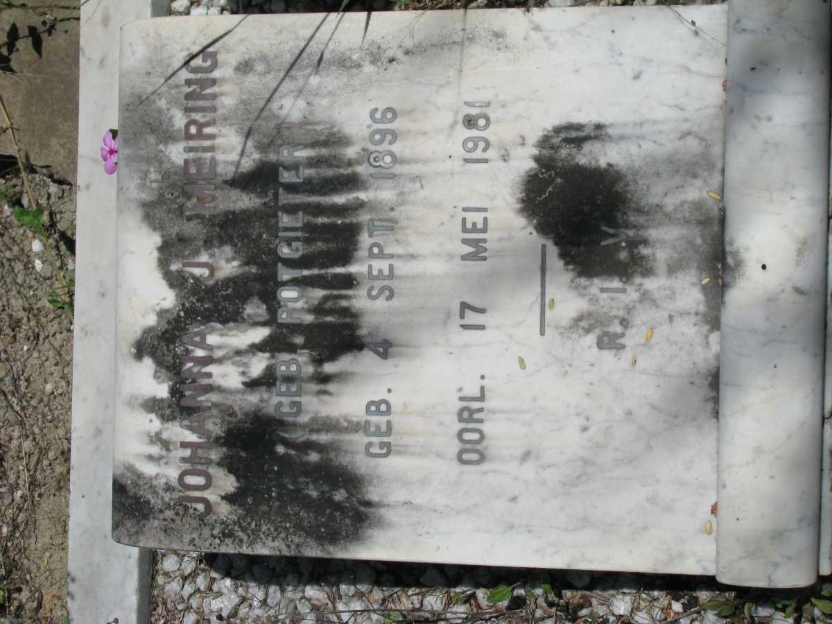 MEIRING Johanna J. nee POTGIETER 1896-1981