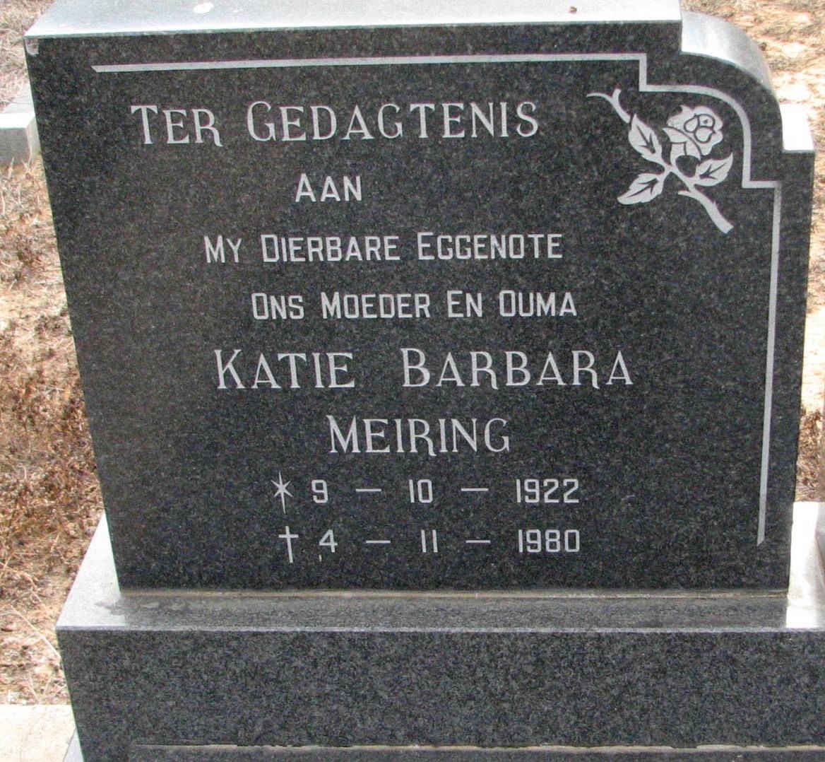 MEIRING Katie Barbara 1922-1980