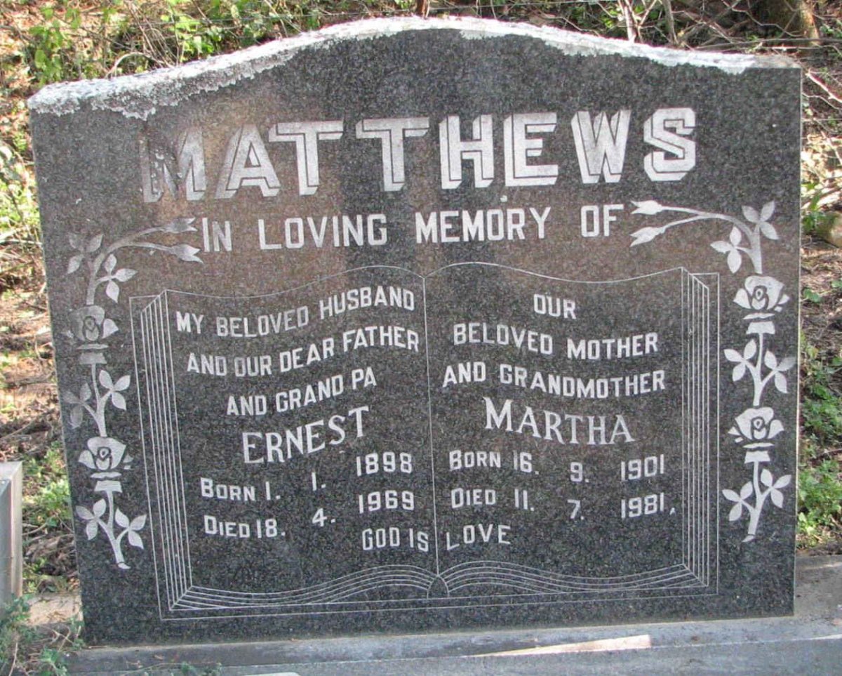 MATTHEWS Ernest 1998-1969 &amp; Martha 1901-1981