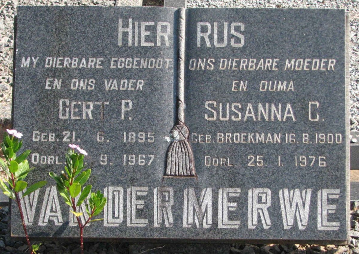 MERWE Gert P., van der 1895-1967 &amp; Susanna C. 1900-1976
