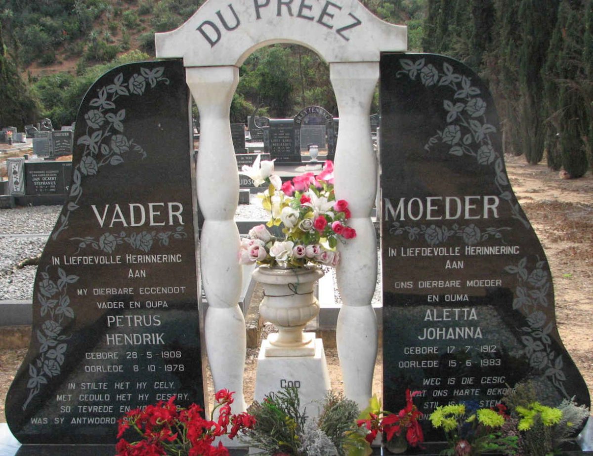 PREEZ Petrus Hendrik, du 1908-1978 &amp; Aletta Johanna 1912-1983