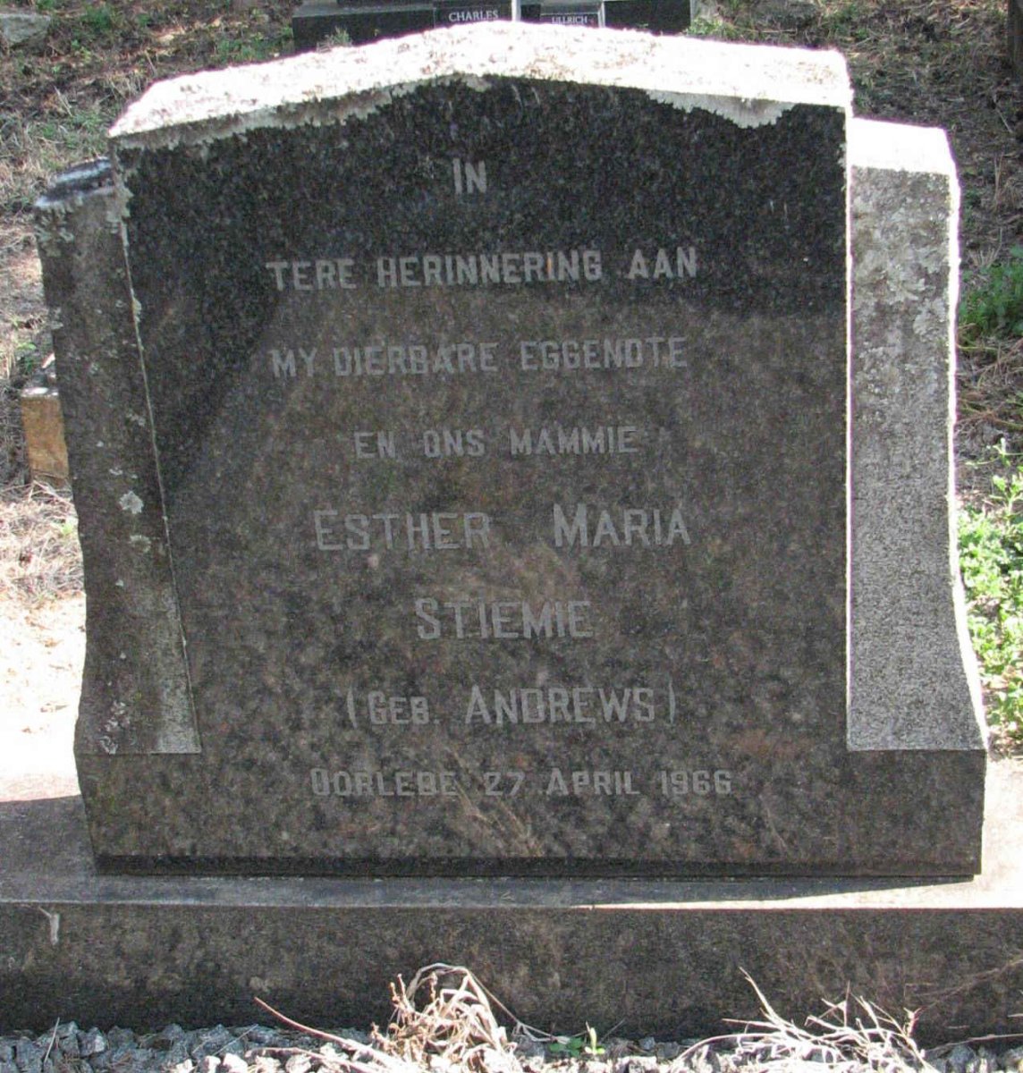 STIEMIE Esther Maria nee ANDREWS -1966