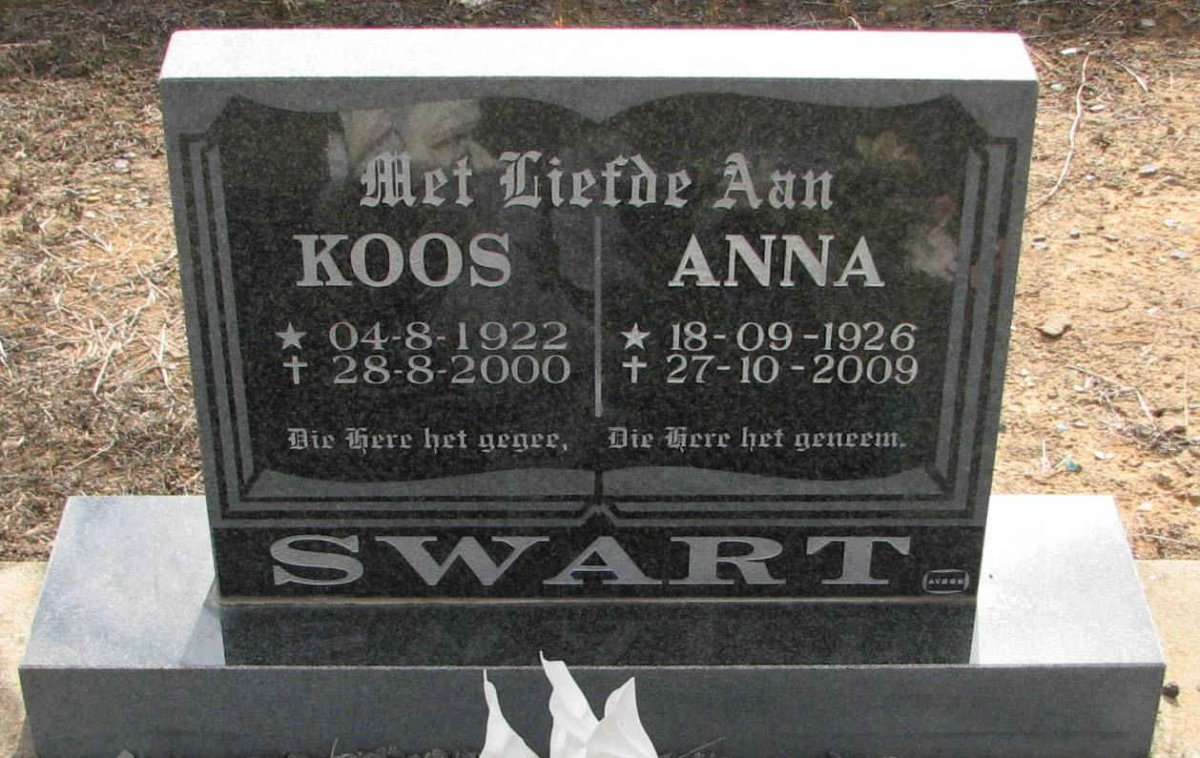 SWART Koos 1922-2000 &amp; Anna 1926-2009