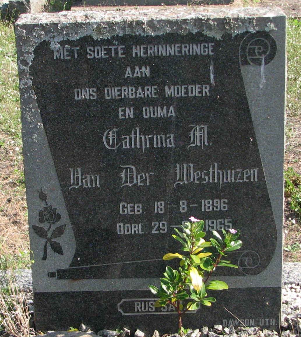 WESTHUIZEN Cathrina M., van der 1896-1965