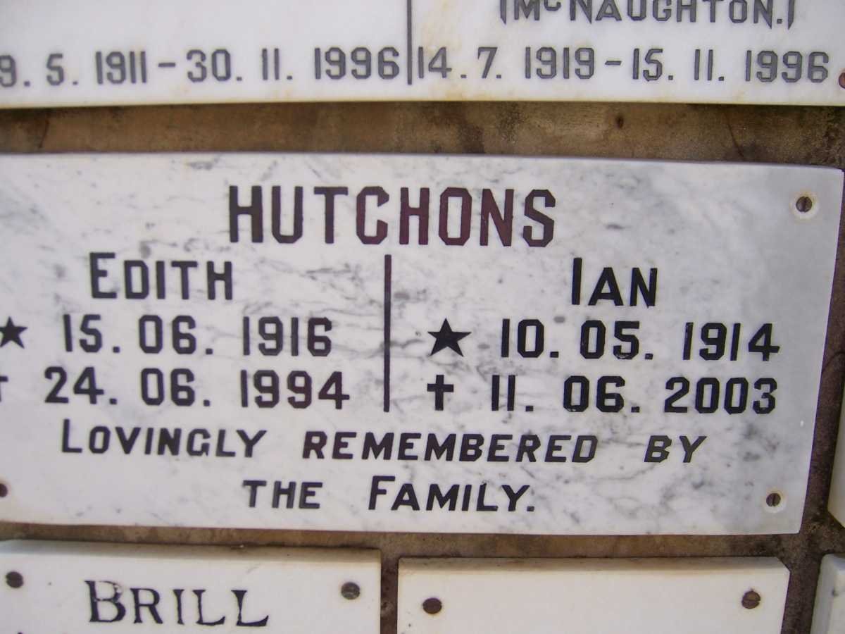 HUTCHONS Ian 1914-2003 &amp; Edith 1916-1994
