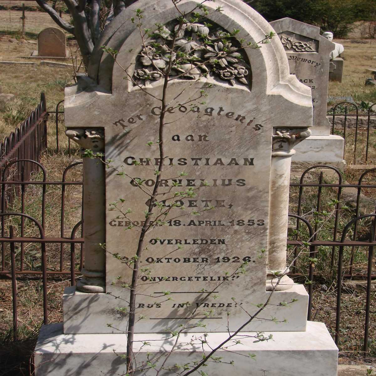 CLOETE Christiaan Cornelius 1853-1926