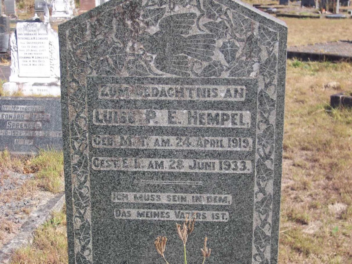 HEMPEL Luise P.E. 1919-1933