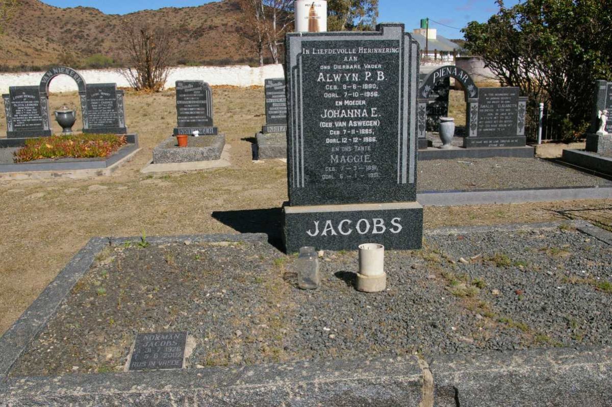 JACOBS Alwyn P.B. 1880-1956 &amp; Johanna E. VAN ASWEGEN 1885-1966