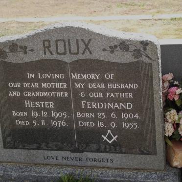ROUX Ferdinand 1904-1955 &amp; Hester 1905-1976