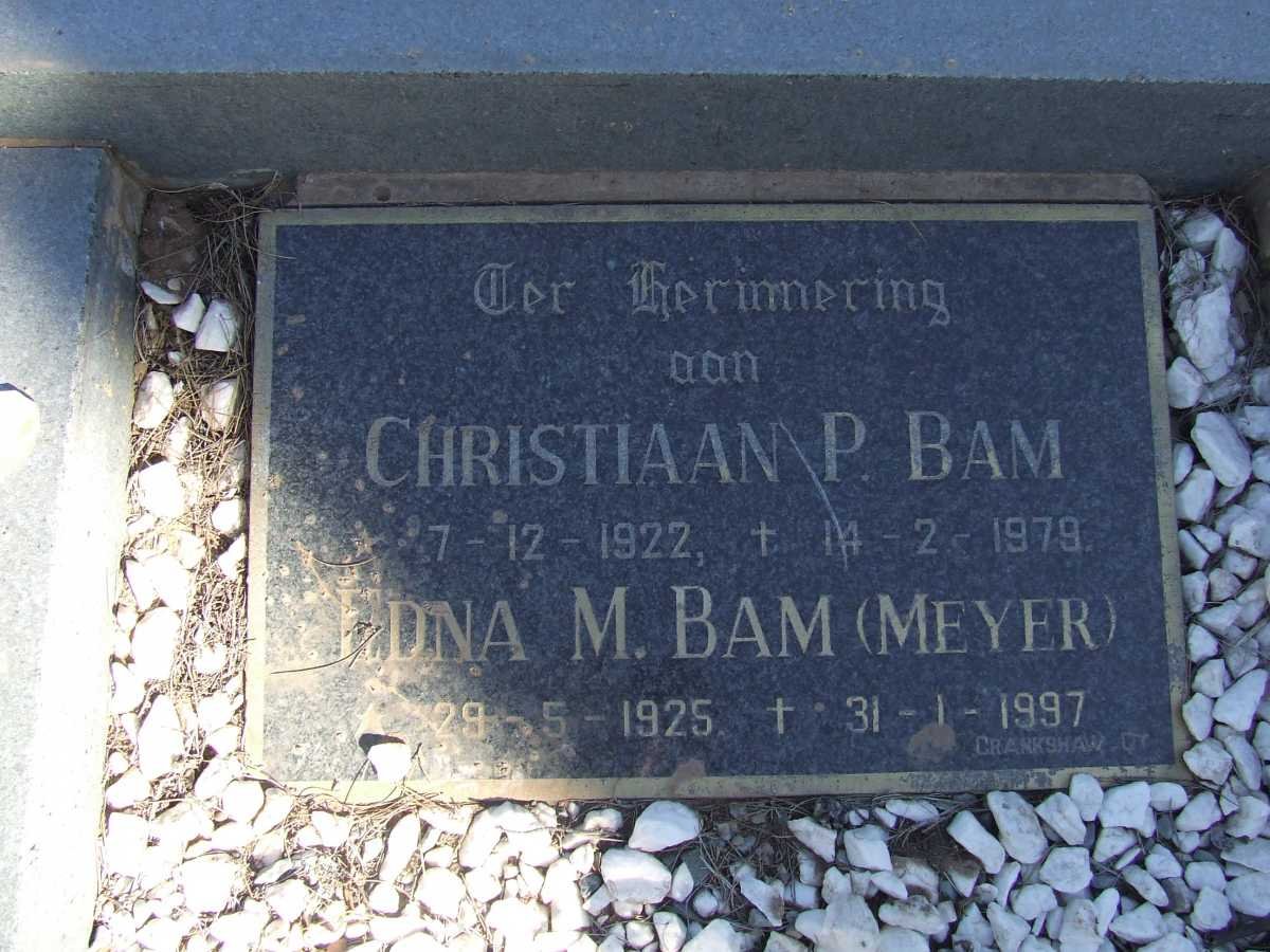 BAM Christiaan P. 1922-1979 &amp; Edna M. MEYER 1925 1997