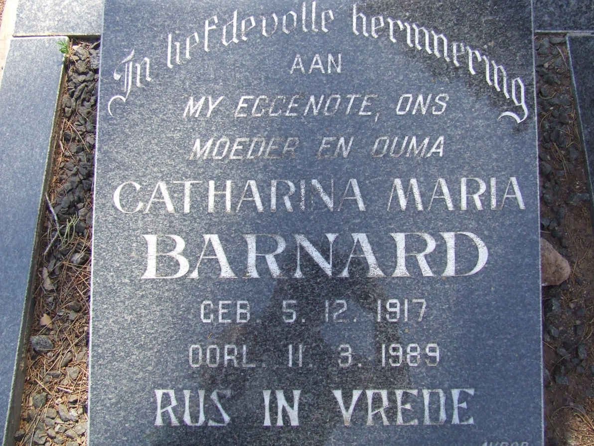 BARNARD Catharina Maria 1917-1989