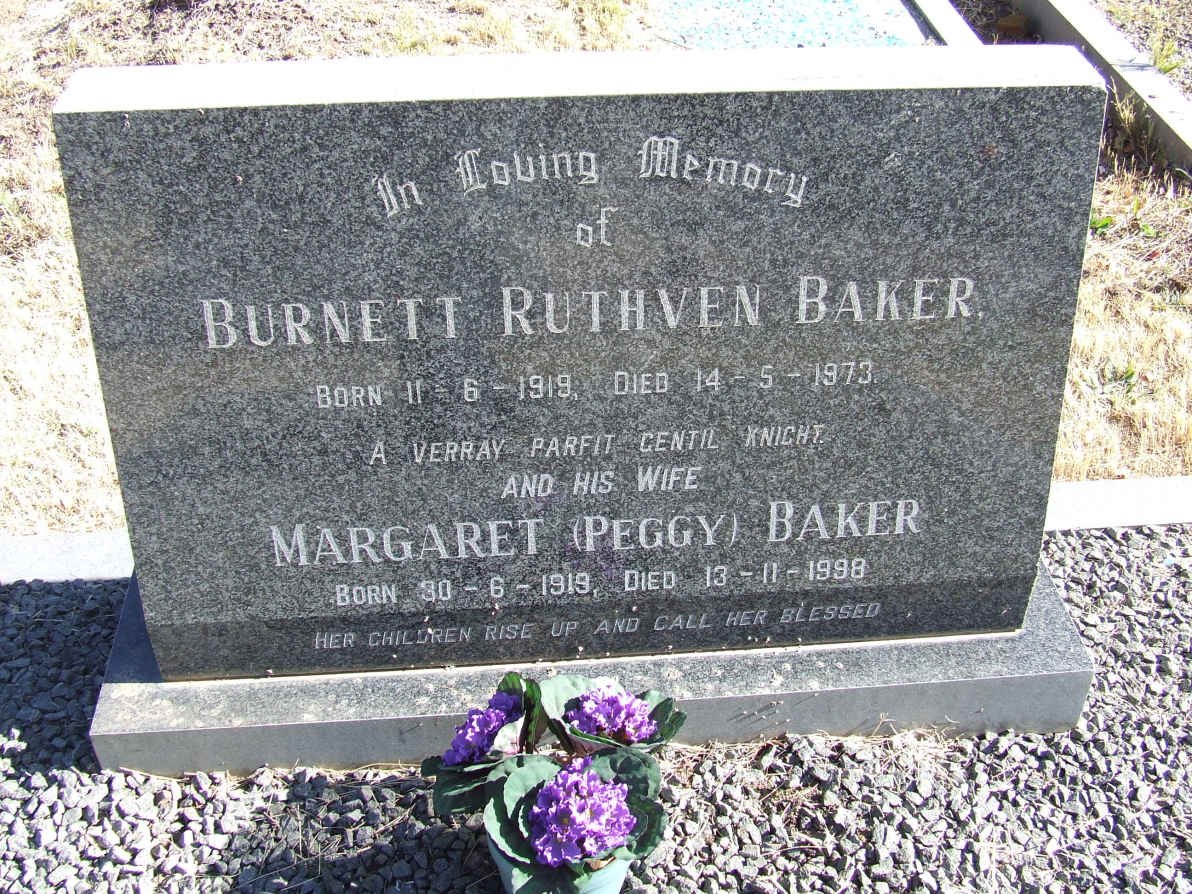 BAKER Burnett Ruthven 1919-1973 &amp; Margaret 1919-1998