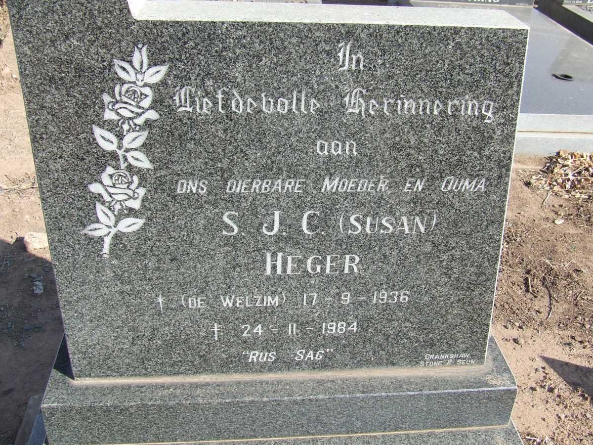 HEGER S.J.C. nee DE WILZEM 1936-1984