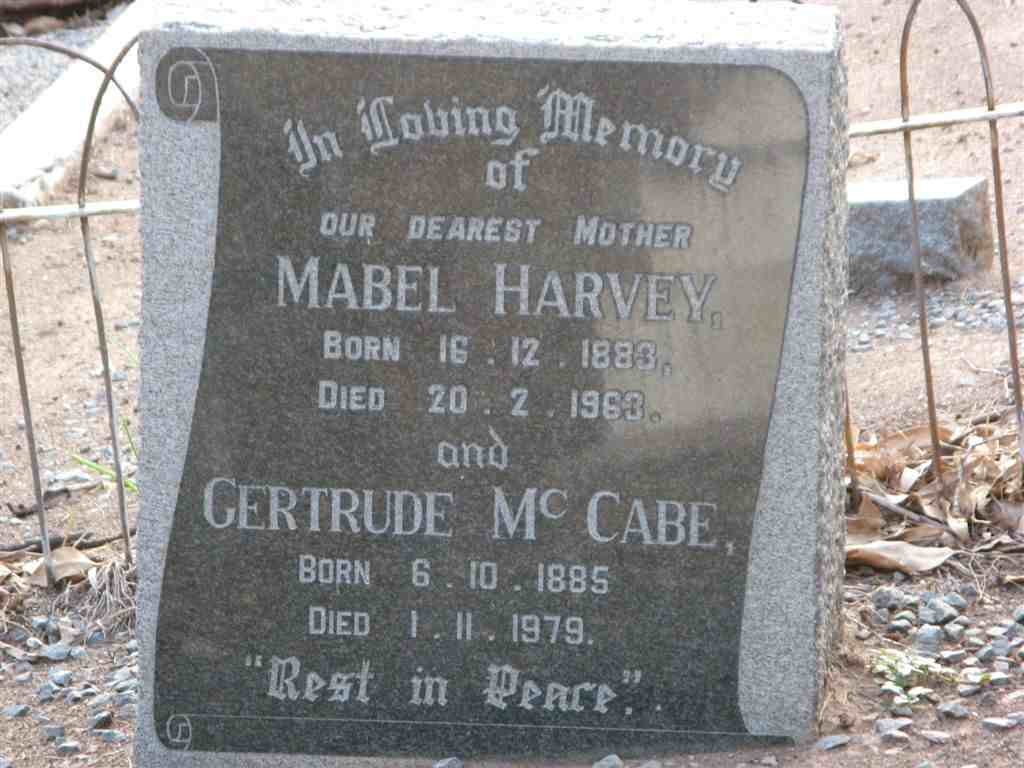 HARVEY Mabel 1883-1963 :: McCABE Gertrude 1885-1979