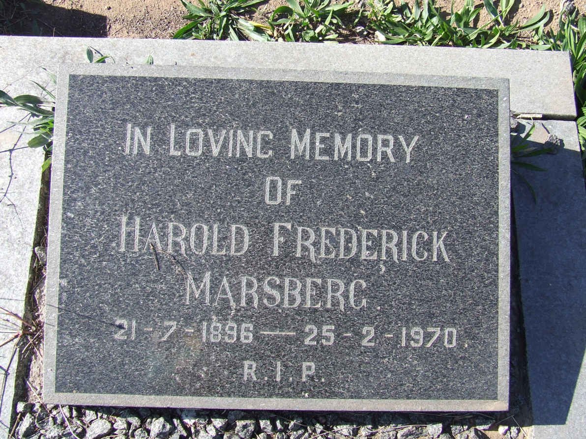 MARSBERG Harold Frederick 1896-1970