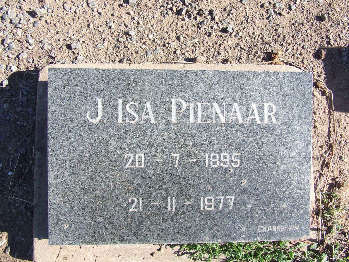 PIENAAR J. Isa 1895-1977