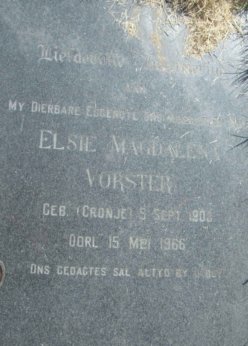 VORSTER Elsie Magdalena nee CRONJE 1903-1966