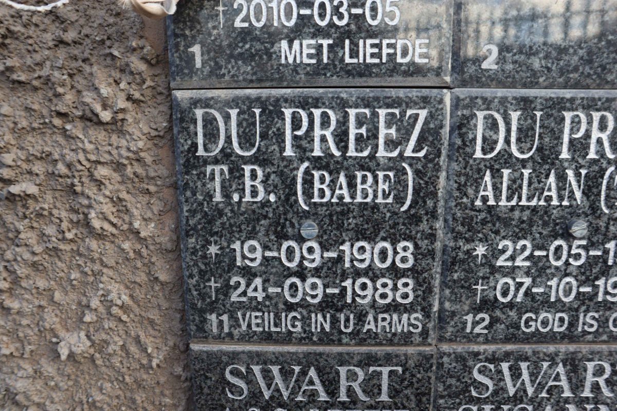 PREEZ T.B., du 1908-1988