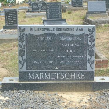 MARMETSCHKE Adolph 1904-1987 &amp; Magdalena Salomina VAN ZYL 1908-1982