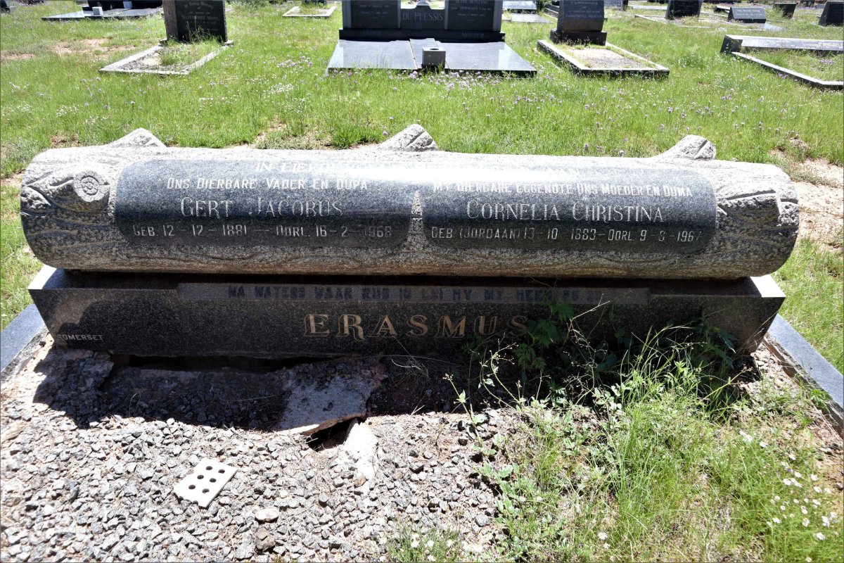 ERASMUS Gert Jacobus 1881-1968 &amp; Cornelia Christina JORDAAN 1883-1967