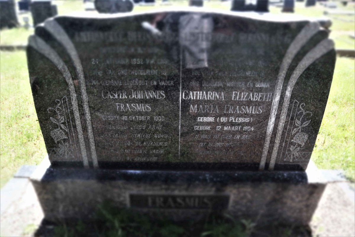 ERASMUS Casper Johannes 1900-1952 &amp; Catharina Elizabeth Maria DU PLESSIS 1904-
