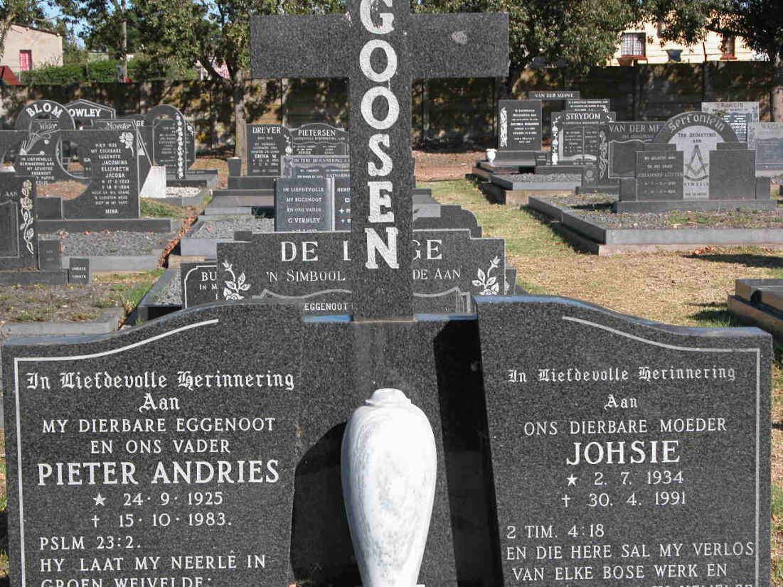GOOSEN Pieter Andries 1925-1983 &amp; Johsie 1934-1991