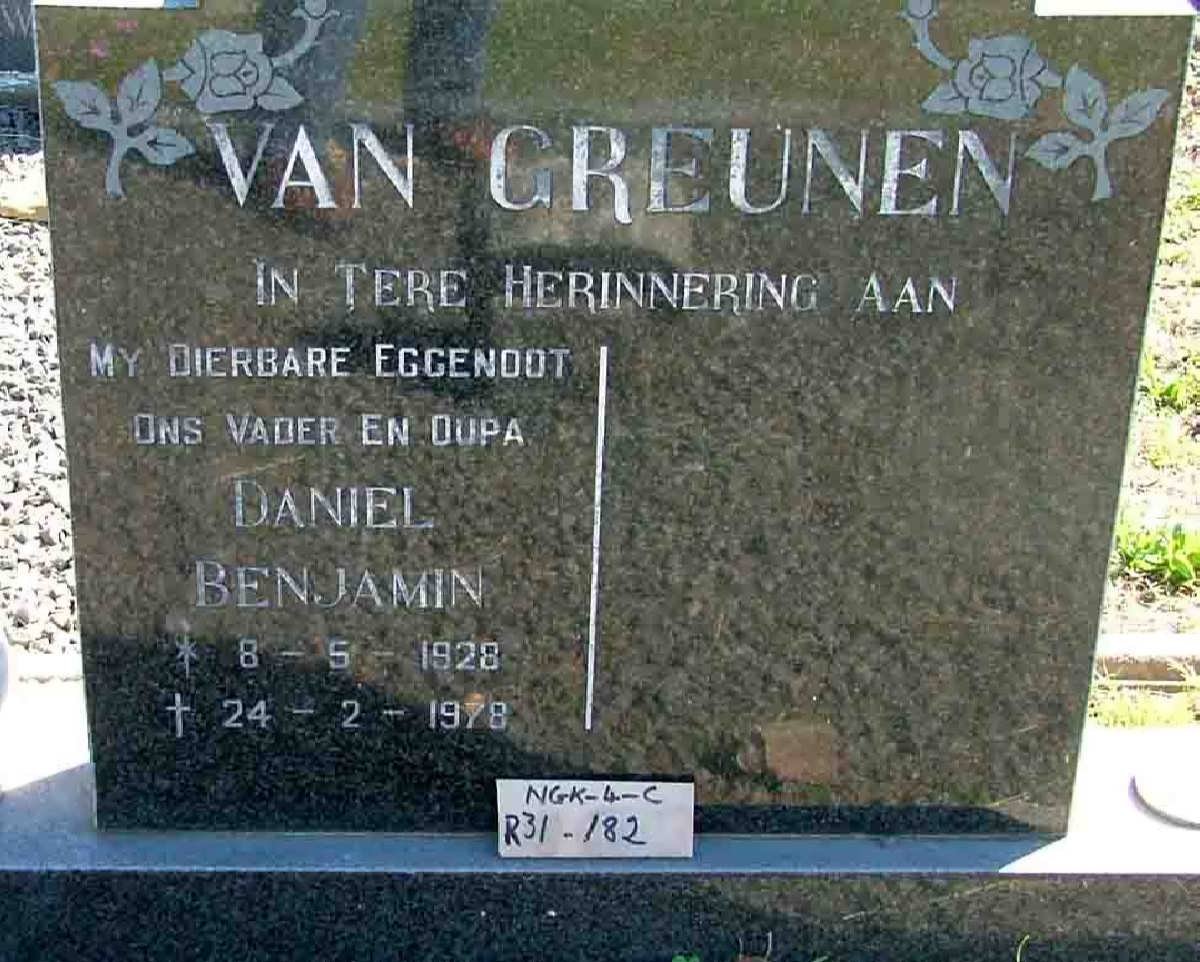 GREUNEN Daniel Benjamin, van 1928-1978