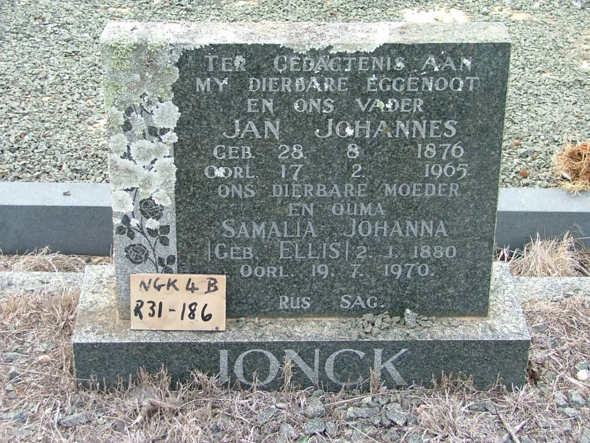 JONCK Jan Johannes 1876-1965 &amp; Samalia Johanna ELLIS 1880-1970