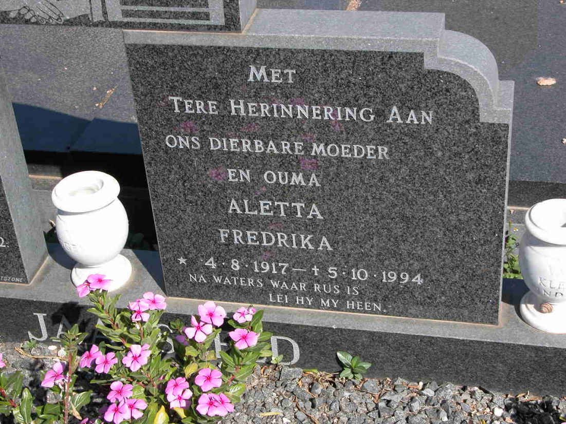 JAARSVELD Aletta Fredrika, van 1917-1994
