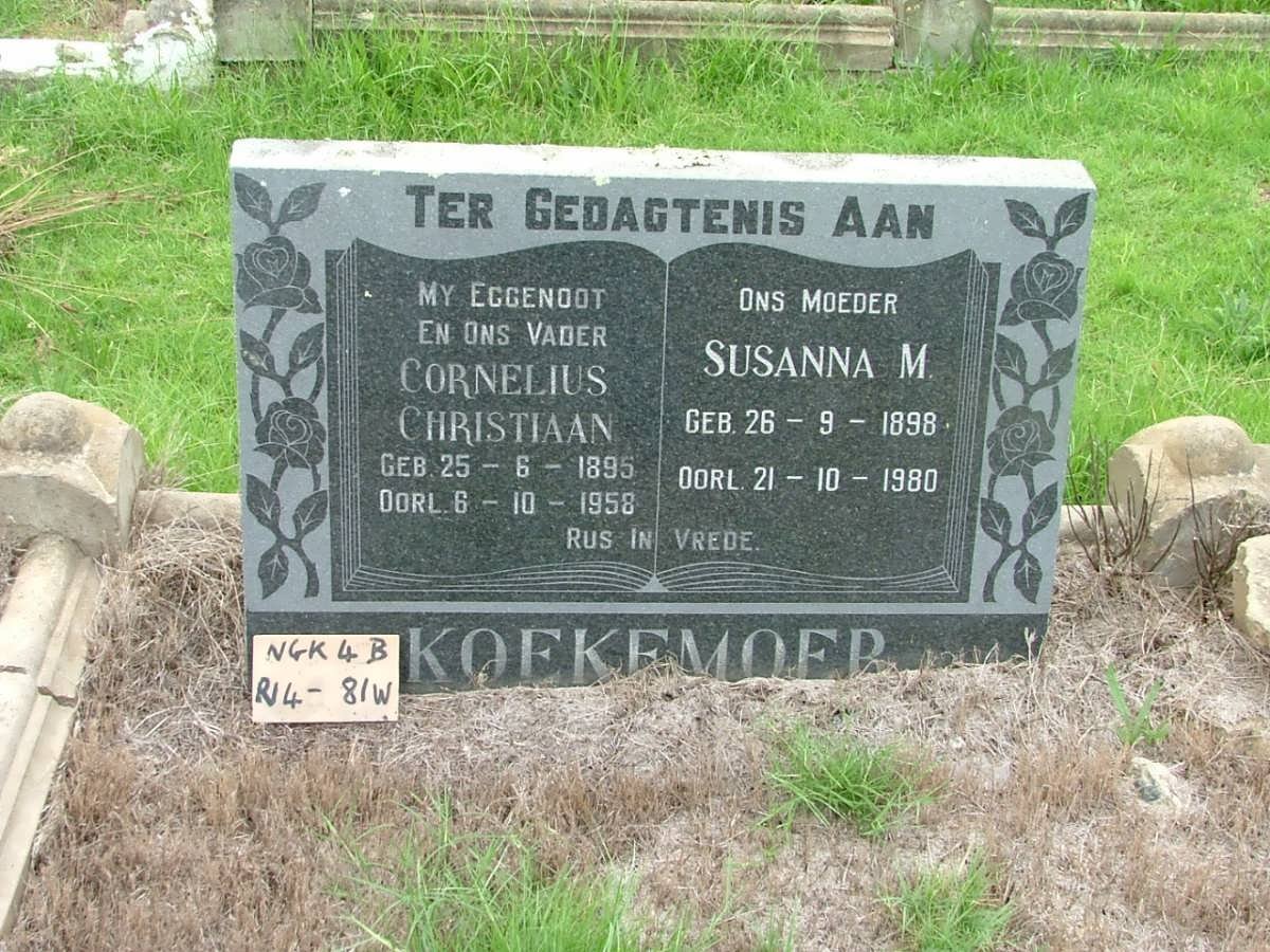 KOEKEMOER Cornelius Christiaan 1895-1958 &amp; Susanna M. 1898-1980